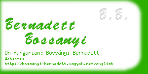 bernadett bossanyi business card
