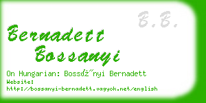 bernadett bossanyi business card
